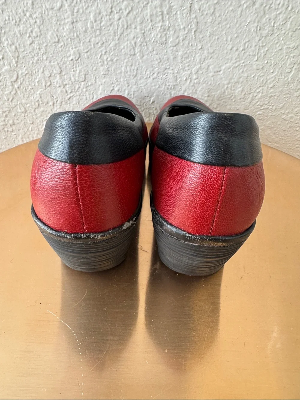 Fly London Yoko Red & Black Leather Wedge Pumps - Size EU 37 / US 6.5
